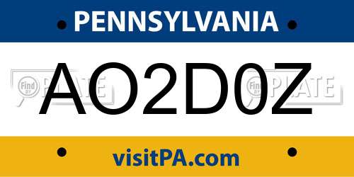 AO2D0Z Pennsylvania License Plate