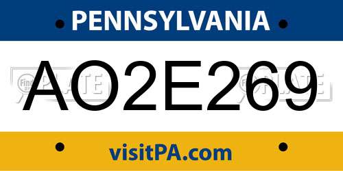 AO2E269 Pennsylvania License Plate