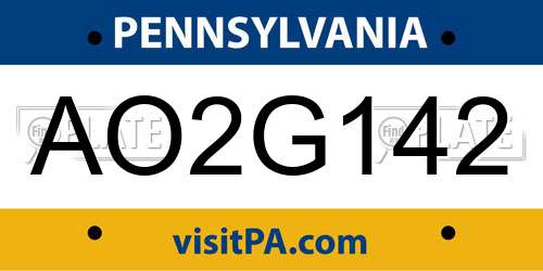 AO2G142 Pennsylvania License Plate