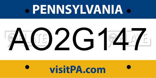 AO2G147 Pennsylvania License Plate