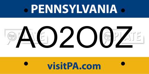 AO2O0Z Pennsylvania License Plate