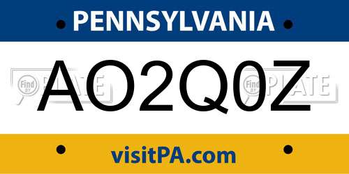 AO2Q0Z Pennsylvania License Plate