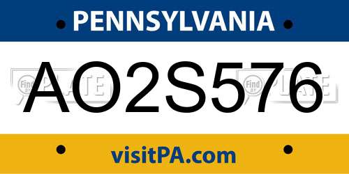 AO2S576 Pennsylvania License Plate