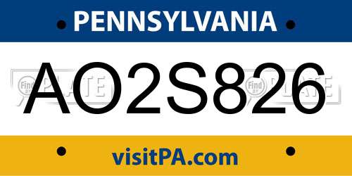 AO2S826 Pennsylvania License Plate