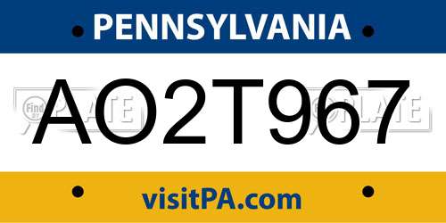 AO2T967 Pennsylvania License Plate