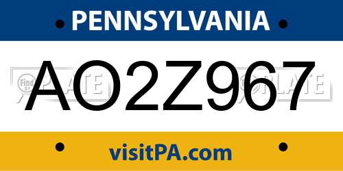 AO2Z967 Pennsylvania License Plate