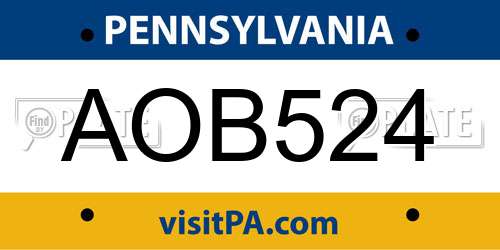AOB524 Pennsylvania License Plate