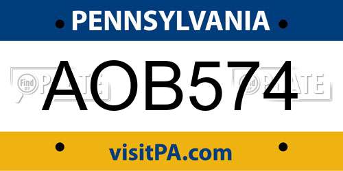 AOB574 Pennsylvania License Plate