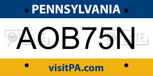 AOB75N Pennsylvania License Plate