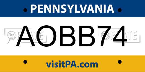 AOBB74 Pennsylvania License Plate