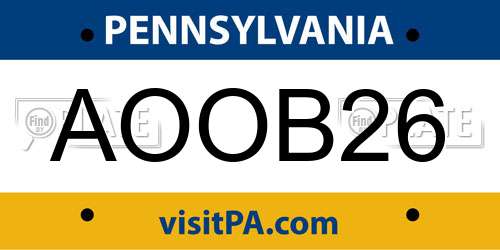 AOOB26 Pennsylvania License Plate