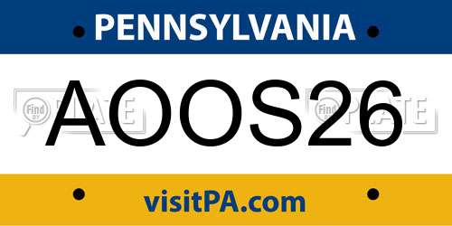 AOOS26 Pennsylvania License Plate
