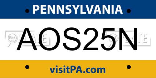 AOS25N Pennsylvania License Plate