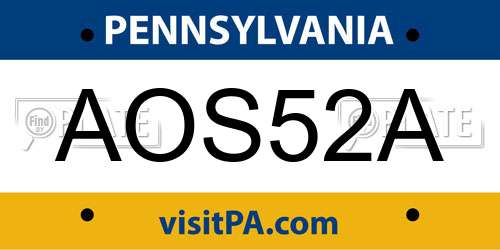 AOS52A Pennsylvania License Plate