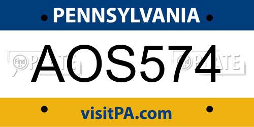 AOS574 Pennsylvania License Plate