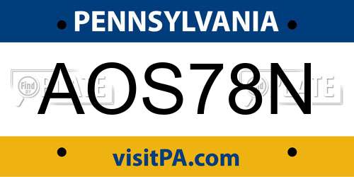 AOS78N Pennsylvania License Plate