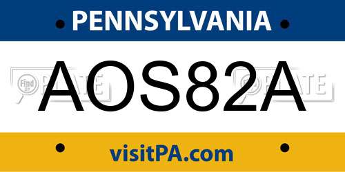 AOS82A Pennsylvania License Plate