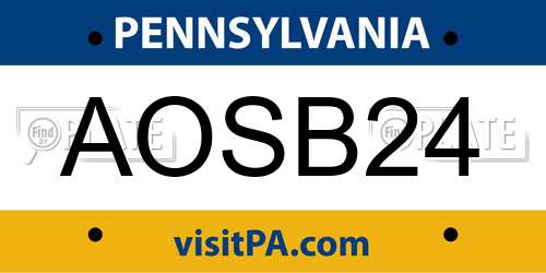 AOSB24 Pennsylvania License Plate