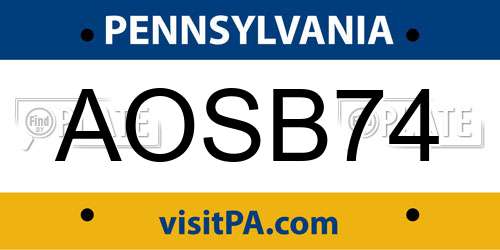 AOSB74 Pennsylvania License Plate