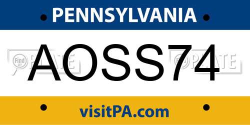 AOSS74 Pennsylvania License Plate