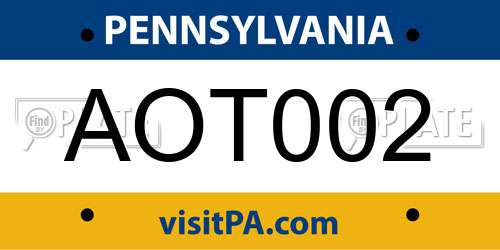 AOT002 Pennsylvania License Plate