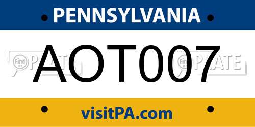 AOT007 Pennsylvania License Plate