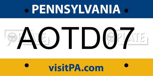 AOTD07 Pennsylvania License Plate