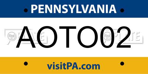 AOTO02 Pennsylvania License Plate
