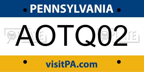 AOTQ02 Pennsylvania License Plate