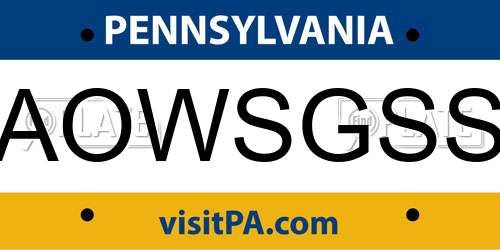 AOWSGSS Pennsylvania License Plate
