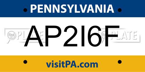 AP2I6F Pennsylvania License Plate