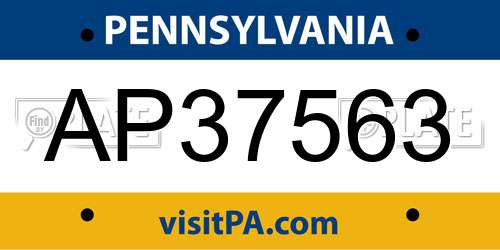 AP37563 Pennsylvania License Plate