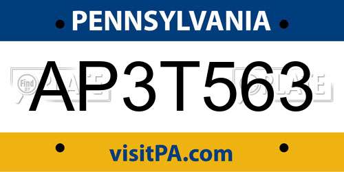 AP3T563 Pennsylvania License Plate