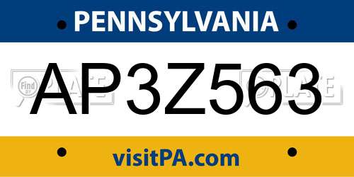 AP3Z563 Pennsylvania License Plate
