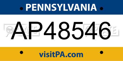 AP48546 Pennsylvania License Plate