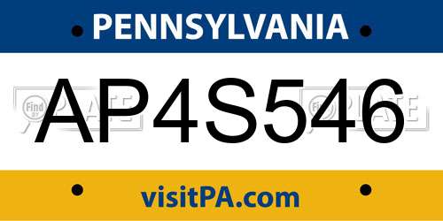 AP4S546 Pennsylvania License Plate