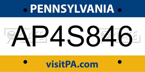 AP4S846 Pennsylvania License Plate