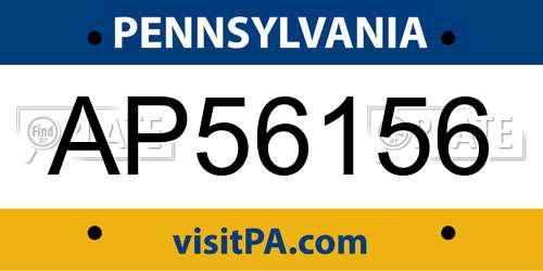 AP56156 Pennsylvania License Plate