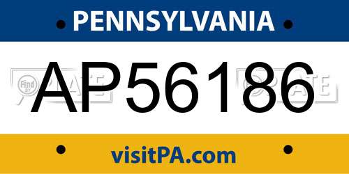 AP56186 Pennsylvania License Plate