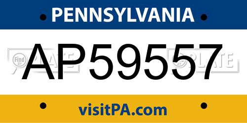 AP59557 Pennsylvania License Plate