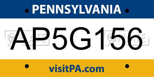 AP5G156 Pennsylvania License Plate