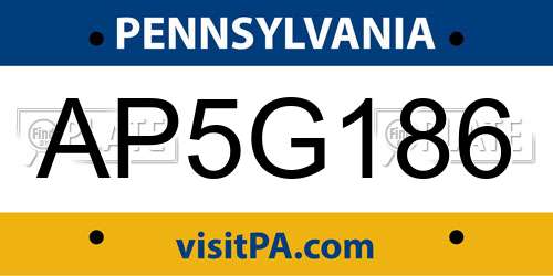 AP5G186 Pennsylvania License Plate
