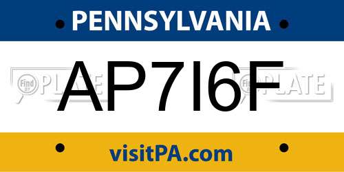 AP7I6F Pennsylvania License Plate