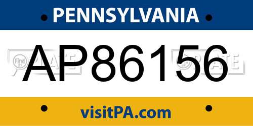 AP86156 Pennsylvania License Plate