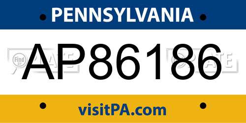 AP86186 Pennsylvania License Plate