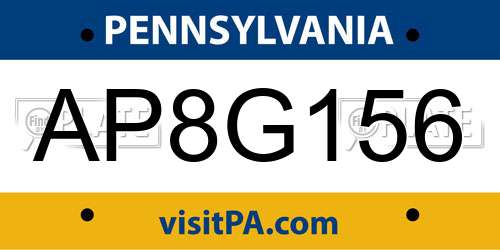 AP8G156 Pennsylvania License Plate