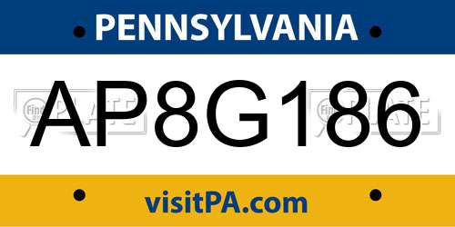 AP8G186 Pennsylvania License Plate