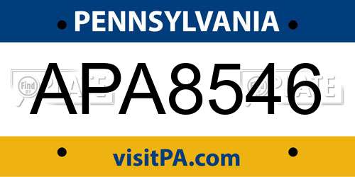 APA8546 Pennsylvania License Plate