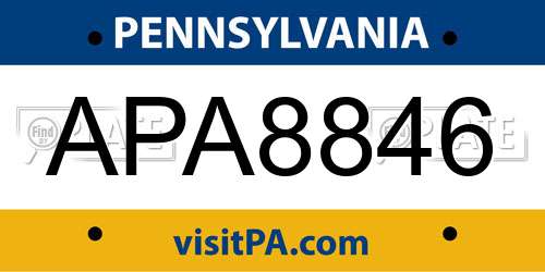 APA8846 Pennsylvania License Plate