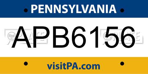APB6156 Pennsylvania License Plate
